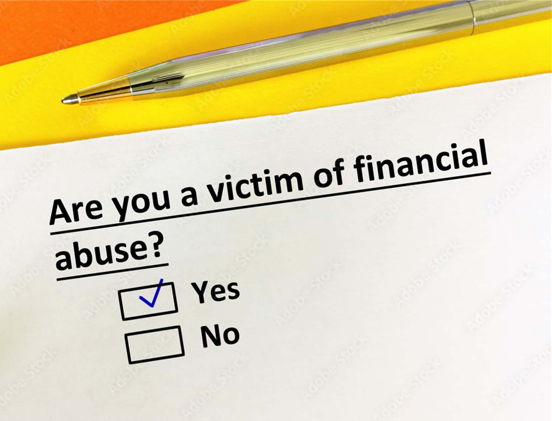 Are you a victim of financial abuse question check box